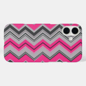 Roze & Grijze Chevron Design iPhone Case (Achterkant (horizontaal))