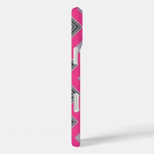 Roze & Grijze Chevron Design iPhone Case (Achterkant / Rechts)