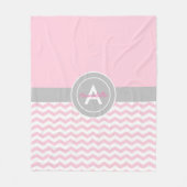 Roze grijze Chevron Fleece Deken (Voorkant)