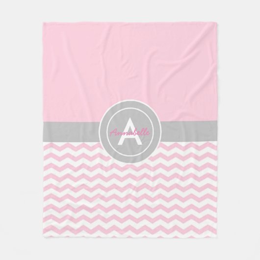 Roze grijze Chevron Fleece Deken (Voorkant)