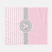 Roze grijze Chevron Fleece Deken (Voorkant (Horizontaal))