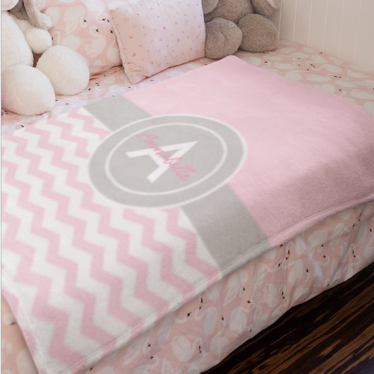 Roze grijze Chevron Fleece Deken