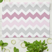 Roze grijze Chevron Kitchen Cloth Towel Theedoek (Gevouwen)