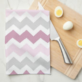 Roze grijze Chevron Kitchen Cloth Towel Theedoek (Quarter Fold)