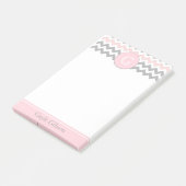 Roze grijze Chevron Monogram Post-it® notes (Schuin)
