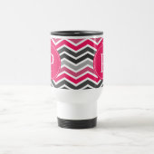 Roze grijze Chevron Monogram Reisbeker (Center)
