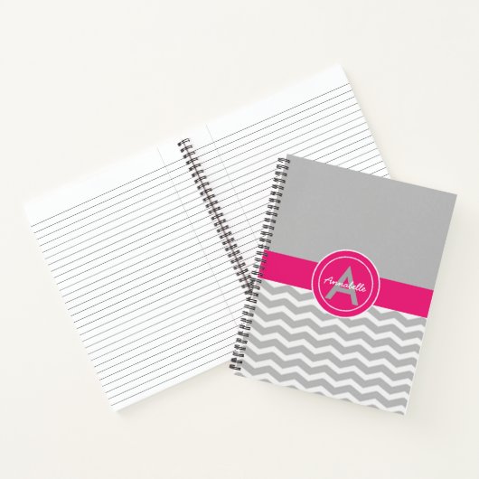 Roze grijze Chevron Notitieboek (Binnen)