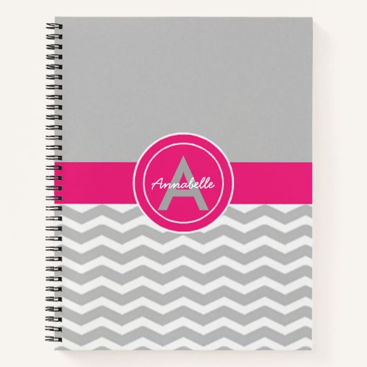 Roze grijze Chevron Notitieboek (Voorkant)