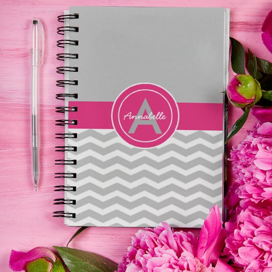 Roze grijze Chevron Notitieboek