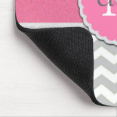 Roze grijze Chevron Persoonlijke Mousepad Muismat (Hoek)
