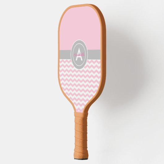 Roze grijze Chevron Pickleball Paddle (Links)