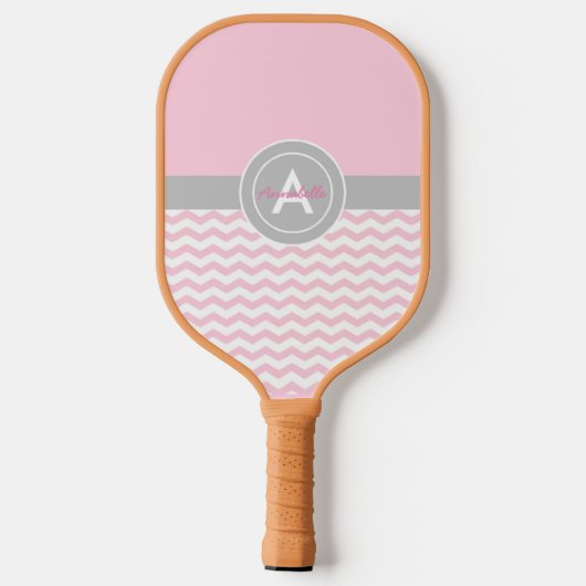 Roze grijze Chevron Pickleball Paddle (Achterkant)