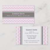 Roze grijze Chevron Retro Mam Roekkaarten Contactkaartje (Voorkant / Achterkant)