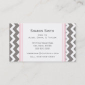 Roze grijze Chevron Retro Mam Roekkaarten Contactkaartje (Achterkant)