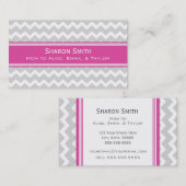 Roze grijze Chevron Retro Mam Roekkaarten Contactkaartje (Voorkant / Achterkant)