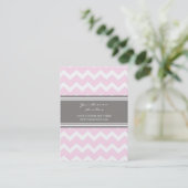 Roze grijze Chevron Retro Visitekaartjes (Staand voorkant)