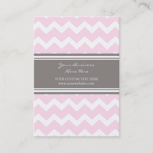 Roze grijze Chevron Retro Visitekaartjes (Voorkant)