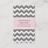 Roze grijze Chevron Retro Visitekaartjes (Voorkant)