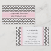 Roze grijze Chevron Retro Visitekaartjes (Voorkant / Achterkant)