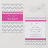 Roze grijze Chevron Retro Visitekaartjes (Voorkant / Achterkant)