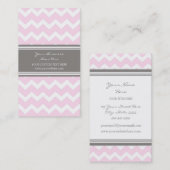 Roze grijze Chevron Retro Visitekaartjes (Voorkant / Achterkant)