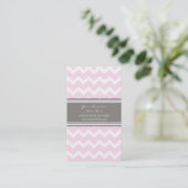 Roze grijze Chevron Retro Visitekaartjes (Staand voorkant)