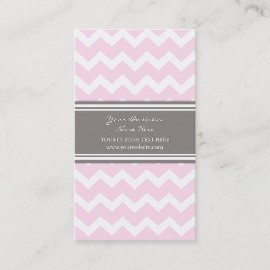 Roze grijze Chevron Retro Visitekaartjes (Voorkant)