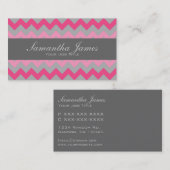 Roze grijze chevron visitekaartjes (Voorkant / Achterkant)