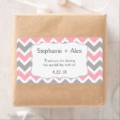 Roze & Grijze Chevron Waterfles - pas het aan! Etiket (Insitu)