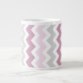 Roze grijze Chevrons Jumbo Coffee Mok (Voorkant)