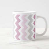 Roze grijze Chevrons Jumbo Coffee Mok (Rechts)