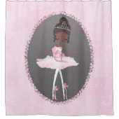 Roze & Grijze Couture Ballerina Donker Etnisch Chi Douchegordijn (Voorkant)