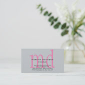 Roze grijze Creative Sophisticated Monogram Visitekaartje (Staand voorkant)