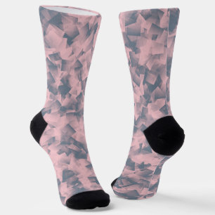 Roze Grijze Cubisme Patroon Sokken