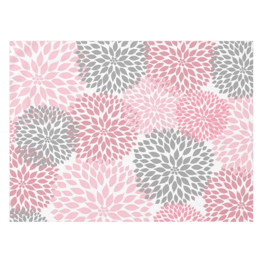 Roze grijze Dahlia bloemdecor, bloemen Tafelkleed (Voorkant (Horizontaal))