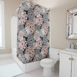Roze grijze Dahlia Floral Pattern Douchegordijn