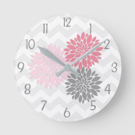 Roze grijze Dahlia-ventiel Ronde Klok