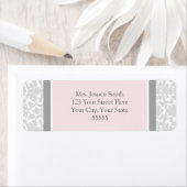 Roze Grijze Damask Aangepaste Terugkeeradreslabels Etiket (Insitu)