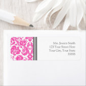 Roze Grijze Damask Aangepaste Terugkeeradreslabels Etiket (Insitu)