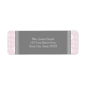 Roze Grijze Damask Aangepaste Terugkeeradreslabels Etiket (Voorkant)