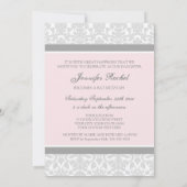 Roze grijze Damask Bat Mitzvah uitnodigingen (Achterkant)