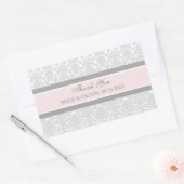 Roze grijze Damask Bedankt voor je bruiloft voor L Rechthoekige Sticker (Envelop)