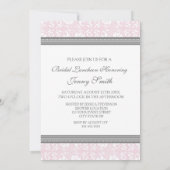 Roze grijze Damask Bridal Lunch Invitation Cards Kaart (Achterkant)