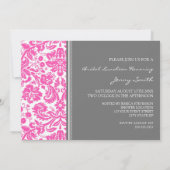 Roze grijze Damask Bridal Lunch Invitation Kaart (Achterkant)