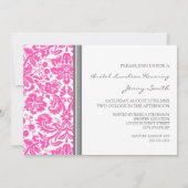 Roze grijze Damask Bridal Lunch Invitation Kaart (Achterkant)