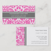 Roze grijze Damask Floral Visitekaartjes (Voorkant / Achterkant)