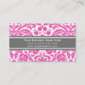 Roze grijze Damask Floral Visitekaartjes (Voorkant)