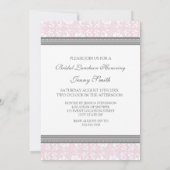 Roze grijze Damask Foto Bridal Luncheon Uitnodigin Kaart (Achterkant)