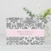 Roze grijze Damask-repetitie voor het avondeten Kaart (Staand voorkant)