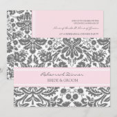 Roze grijze Damask-repetitie voor het avondeten Kaart (Voorkant / Achterkant)